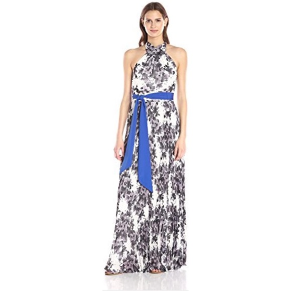Eliza J | Dresses | Eliza J Floral Halter Pleated Maxi Dress Gown ...